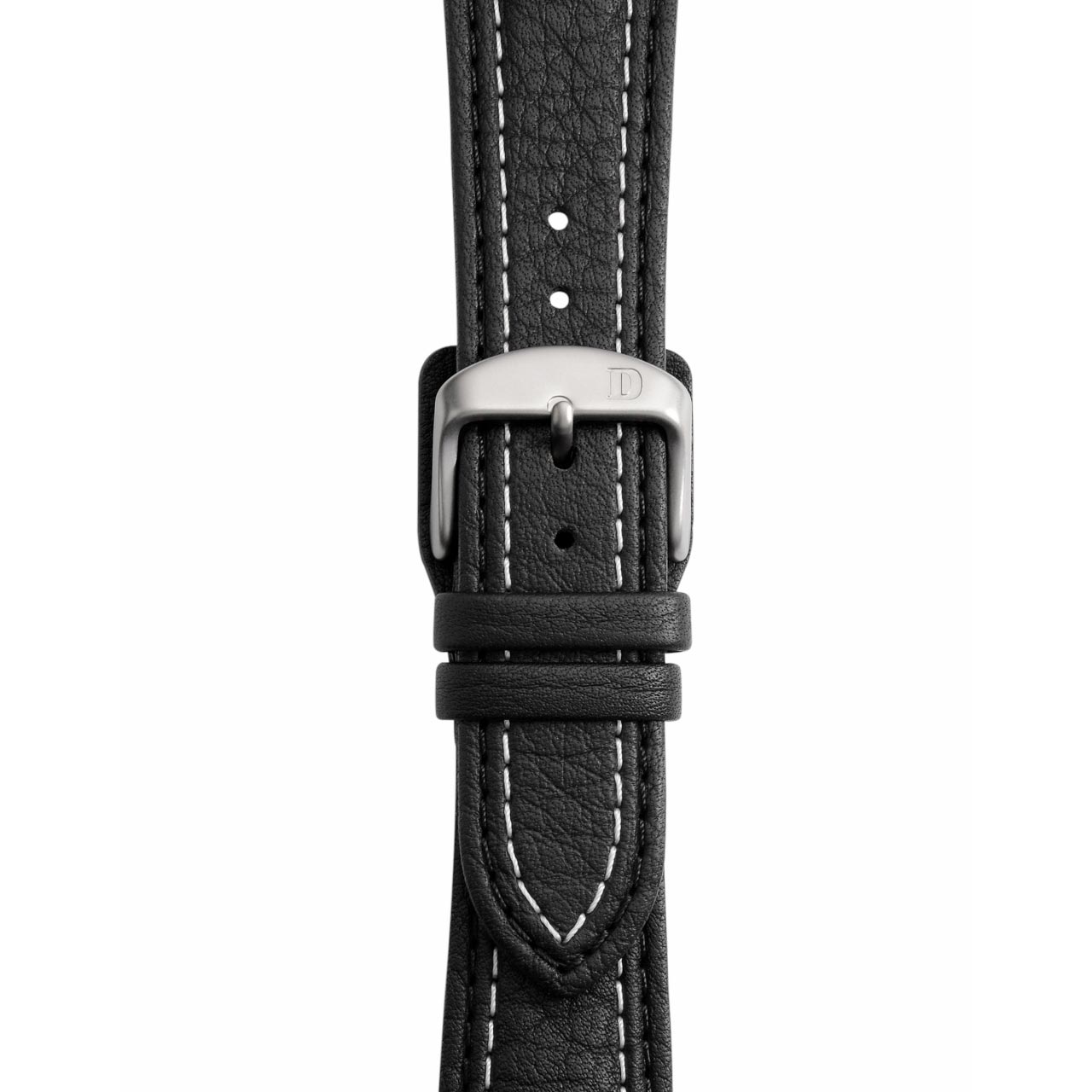 Black Leather Strap with Double Stitching